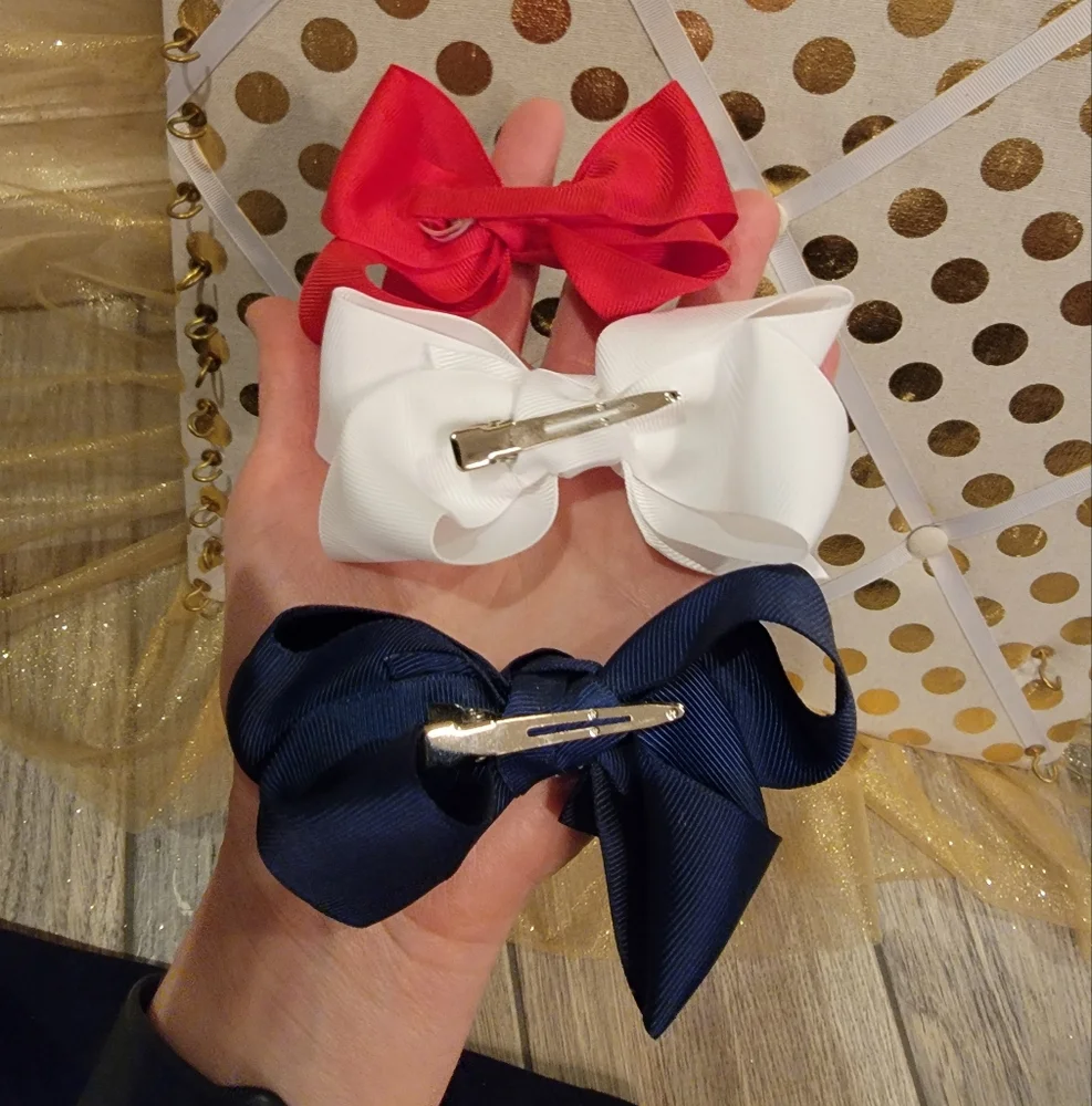 Girls Patriotic 3 Bow Set
